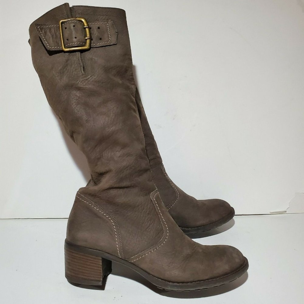 Paul Brown Womens Taupe Leather Buckle Zippered Tall Boots Size US 7.5 UK 5 $450
